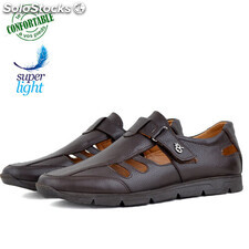 Sandales confortables 100% cuir marron