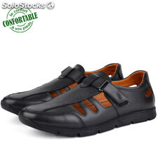 Sandales confortables 100% cuir noir lo