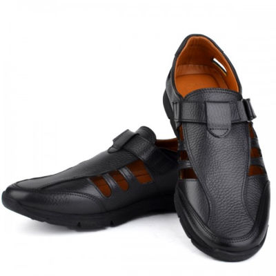 Sandales confortables 100% cuir noir lo - Photo 2