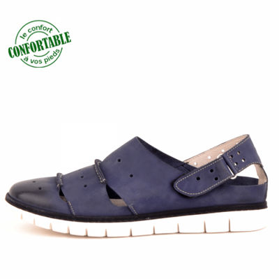 Sandales médicales très confortable en cuir bleu - Photo 2