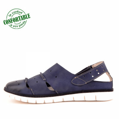 Sandales médicales très confortable en cuir bleu - Photo 3