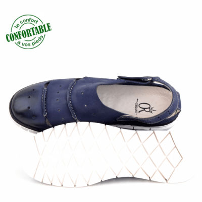 Sandales médicales très confortable en cuir bleu - Photo 4