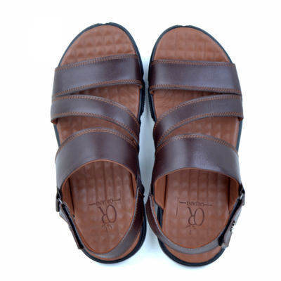 Sandales pour homme confortable 100% cuir marron - Photo 3