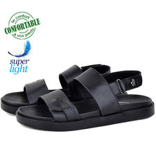 Sandales pour homme confortable 100% cuir noir