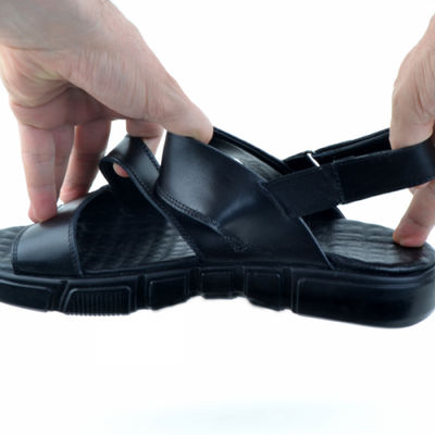 Sandales pour homme confortable 100% cuir noir lo - Photo 4