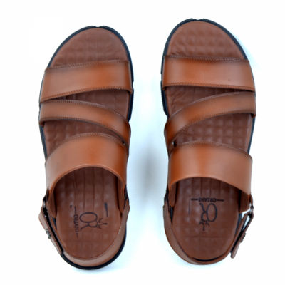 Sandales pour homme confortable 100% cuir tabac - Photo 3