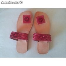 Sandalias de piel en color rojo ref. 1089