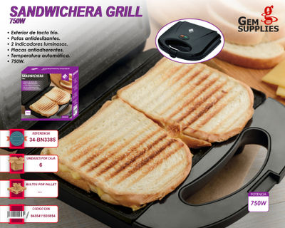 Sandwichera eléctrica con placas grill