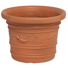 Saturnia Macetero Resina Redondo, Color Terracota, Resistente, Ideal Exterior,