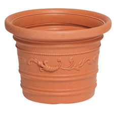 Saturnia Macetero Resina Redondo, Color Terracota, Resistente, Ideal Exterior,