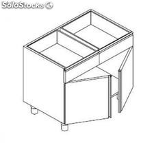 Schrank-mit 2 Schubladen h:10 cm &amp; 2 Türen mit Scharnier 90x76