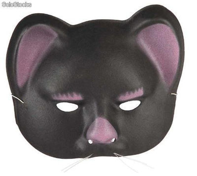 Schwarze Katze Halbmaske aus Moosgummi