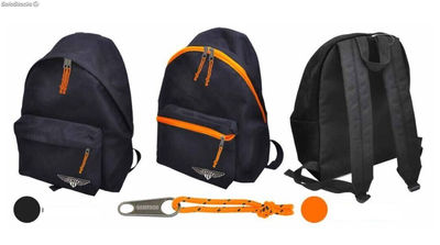 Schwarzer Rucksack mit orange Reißverschluss. SD-Modell - Sistemas David - Foto 2