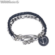 Seajure Kette und geflochtenes Leder Flores Armband Marineblau