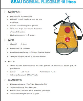 Seau dorsal flexible 18 litres