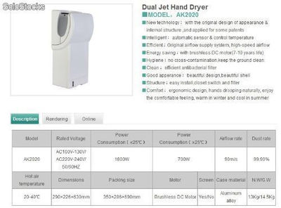 Secador de mano -Dual Jet Hand Dryer