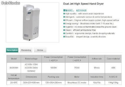 secador de manos sensor automático