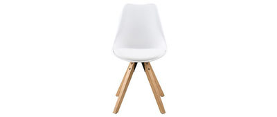 Sedia design bianca con gambe in legno chiaro gruppo di 2 NADJA - Foto 2