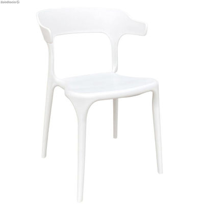 Sedia in plastica bianca rinforzata con schienale curvo stile milano