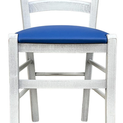 Sedia legno venezia anticata bianca con seduta imbottita blu - Foto 4