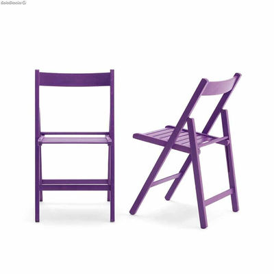 Sedia richiudibile salvaspazio in legno di faggio color viola - Foto 3