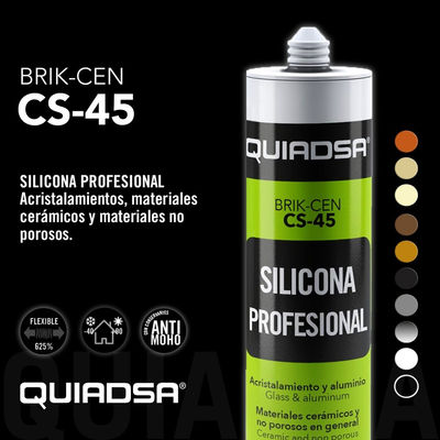 Sellador Silicona acética profesional Blanco brik-cen cs-45 quiadsa 52500003 - Foto 3