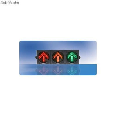 Semáforo redondo completo con tres flechas indicadoras de dirección