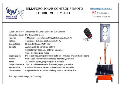 Semaforo solar control remoto