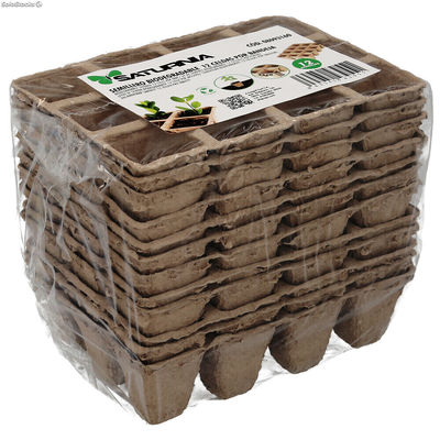 Semilleros Biodegradables 16x12 cm. Pack 12 Bandejas Con 12 Celdas Para Siembra
