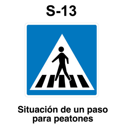 Señal de circulación S13 Situación de un paso de peatones