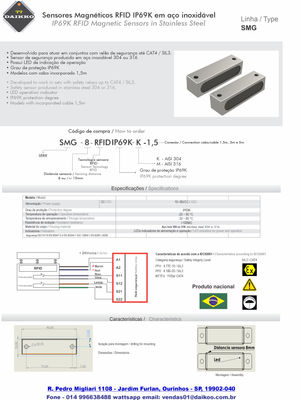 Sensor Magnético RFID IP69K em aço inoxidável - Foto 2