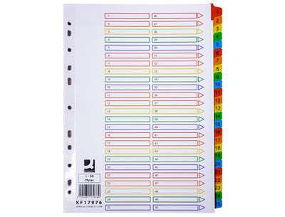 Separador numerico q-connect carton 1-50 juego de 50 separadores din a4 - Foto 2