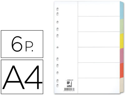 Separador q-connect cartulina juego de 6 separadores din A4 multitaladro