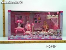 Series con 11 Barbie cama de princesa