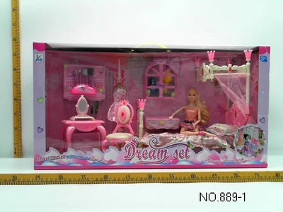 Series con 11 Barbie cama de princesa