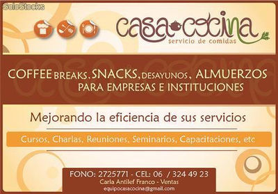 servicio de coffeebreaks, desayunos, snacks, almuerzos