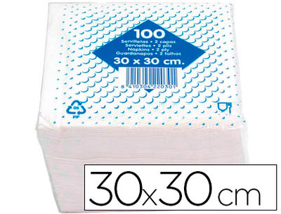 Servilleta algodon 30X30 cm 2 capas paquete de 100 unidades