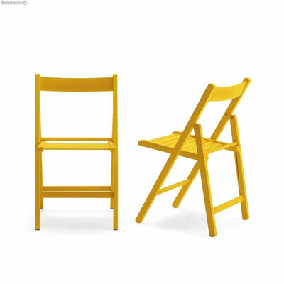 Set 4 sedie pieghevole richiudibile in legno colorate giallo - Foto 3