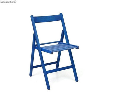 Set 4 sedie richiudibile in legno di faggio color blu salvaspazio