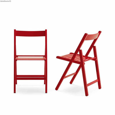 Set 4 sedie richiudibile in legno di faggio color rosso - Foto 3