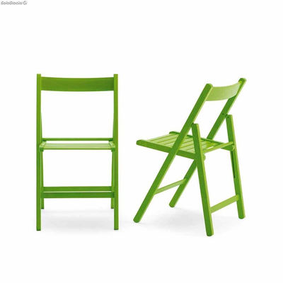 Set 4 sedie richiudibili in legno di faggio color verde salvaspazio - Foto 3