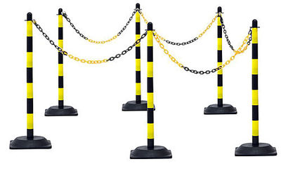 Set 6 postes señalizacion con cadenas Amarillo/ Negro o Rojo/Blanco