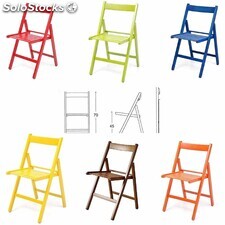 Set 6 sedie richiudibili in legno rosso,verde,marrone,giallo,blu,arancione