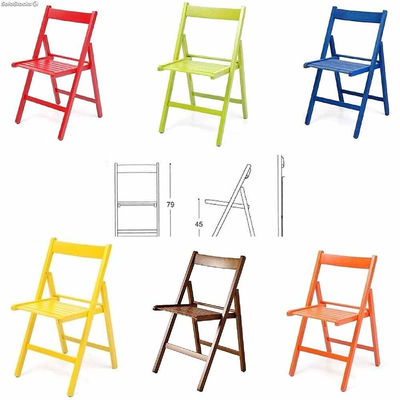 Set 6 sedie richiudibili in legno rosso,verde,marrone,giallo,blu,arancione