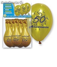 Set 8 globos oro &quot;50 aniversario&quot;