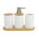 Set accesorios baño cerámica blanca y bambú - 1