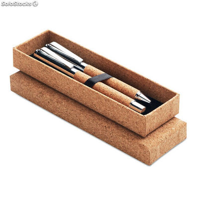 Set bolígrafo y roller corcho madera MIMO9678-40