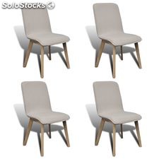 Set de 4 chaises gondole pour intérieur en chêne en tissu gris clair
