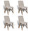 Set de 4 chaises gondole pour intérieur en chêne en tissu gris clair - 1