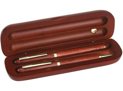 Set de bolígrafo y pluma POET en estuche de madera